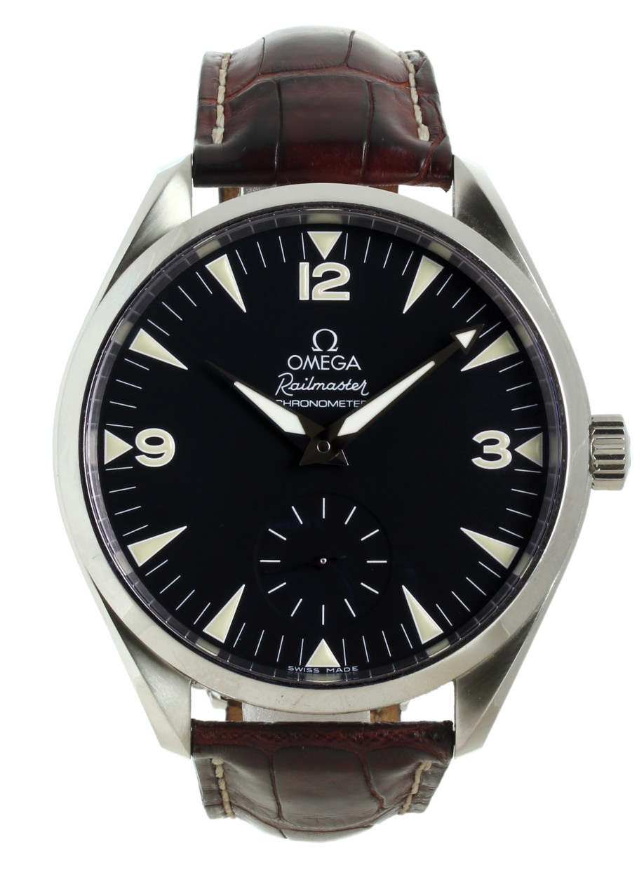 28065237 Omega Railmaster XXL Black/Leather Ã49 mm USED â¬ 2.750