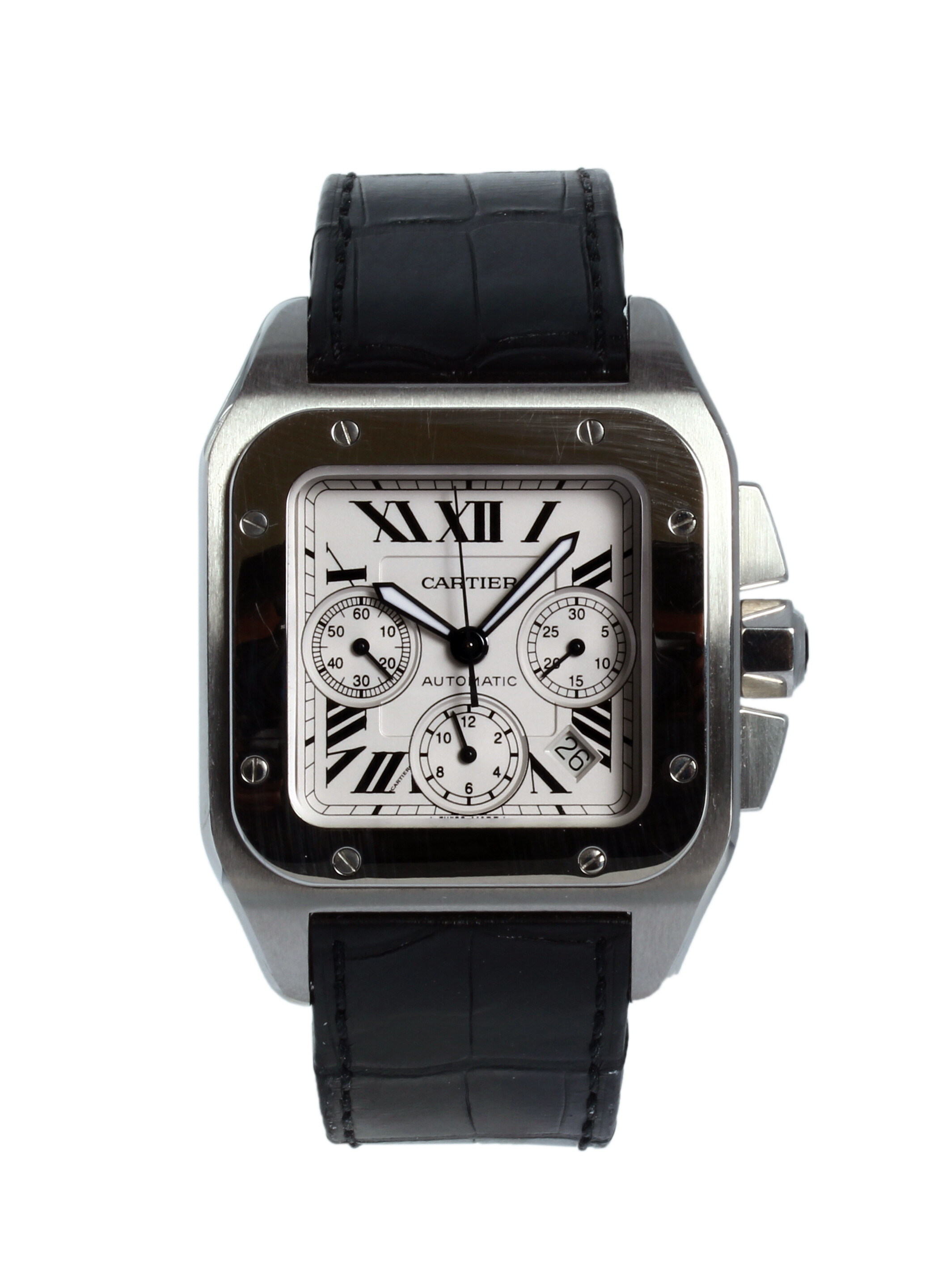 W20090X8 Cartier Santos 100 XL White/Leather Ø41 mm USED € ...